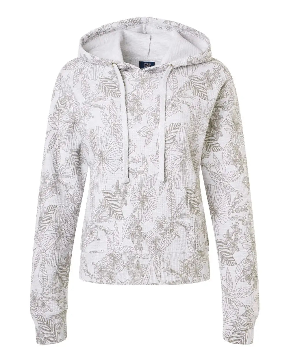 Mv Sport W24105 Women’s Maddie Floral Print Hooded Sweatshirt - Ash - Gray / s