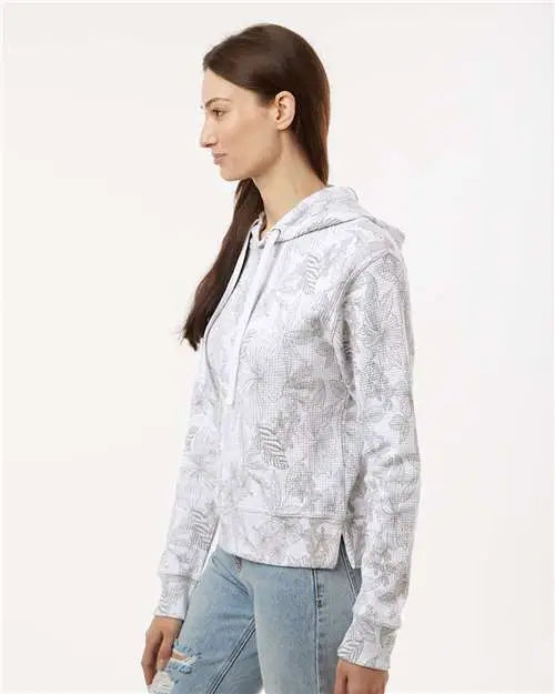 Mv Sport W24105 Women’s Maddie Floral Print Hooded Sweatshirt - Ash