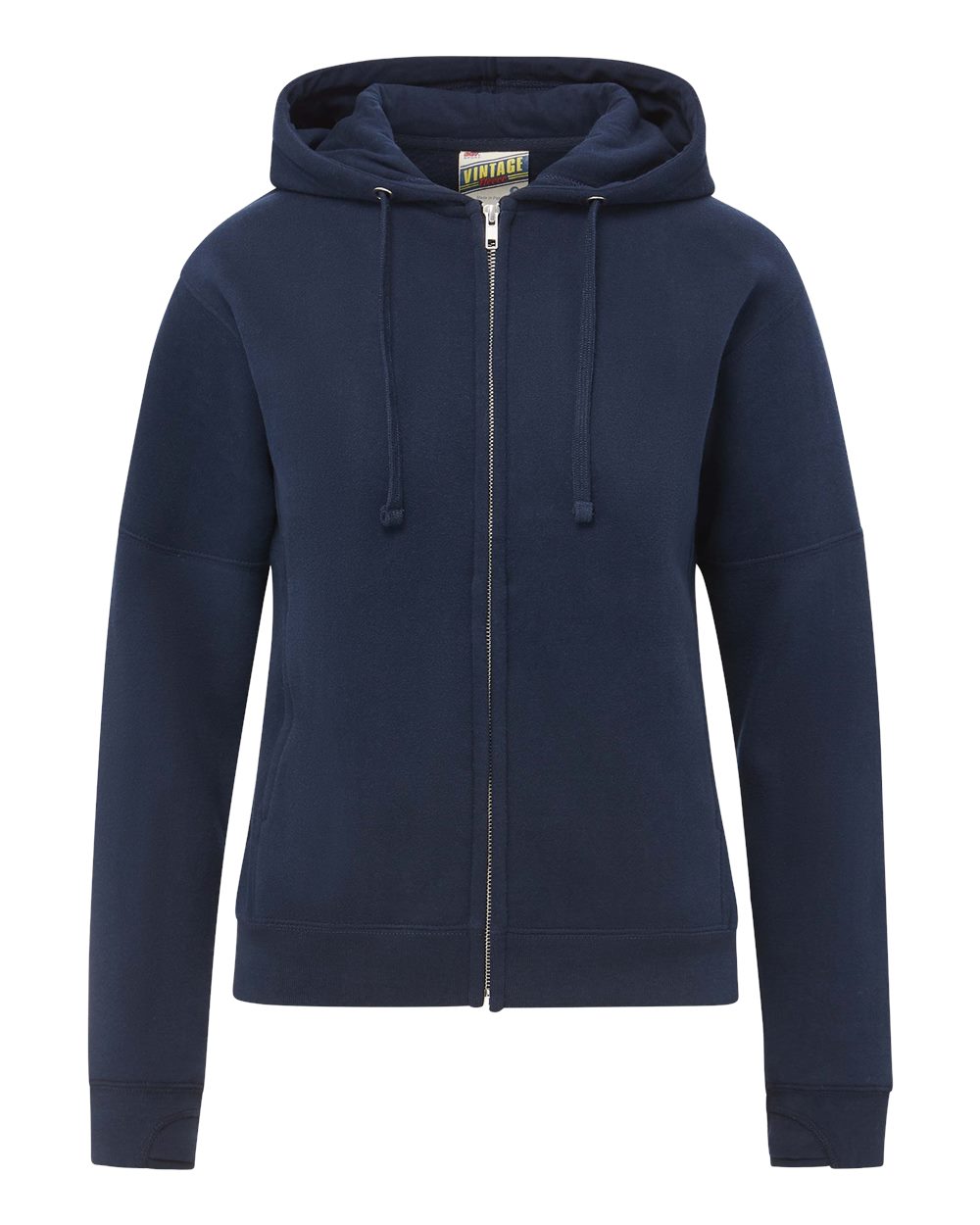 Mv Sport W25165 Women’s Vintage Fleece Hooded Full-zip Sweatshirt - Navy