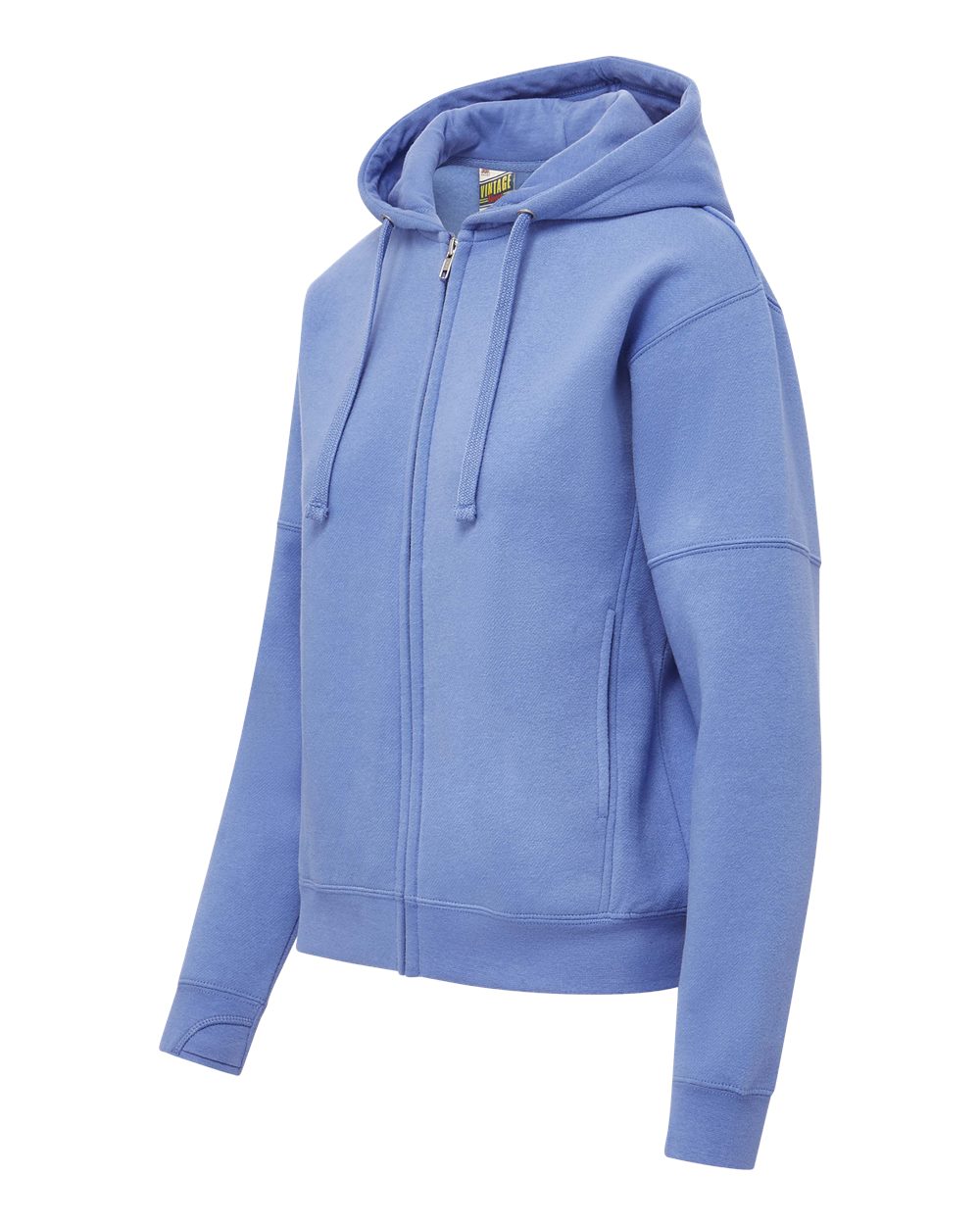 Mv Sport W25165 Women’s Vintage Fleece Hooded Full-zip Sweatshirt - Blue Iris