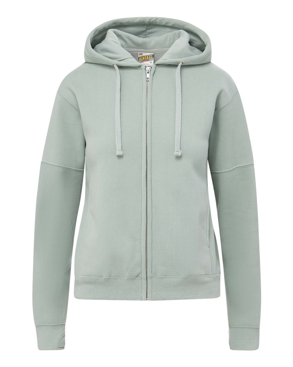 Mv Sport W25165 Women’s Vintage Fleece Hooded Full-zip Sweatshirt - Greenstone