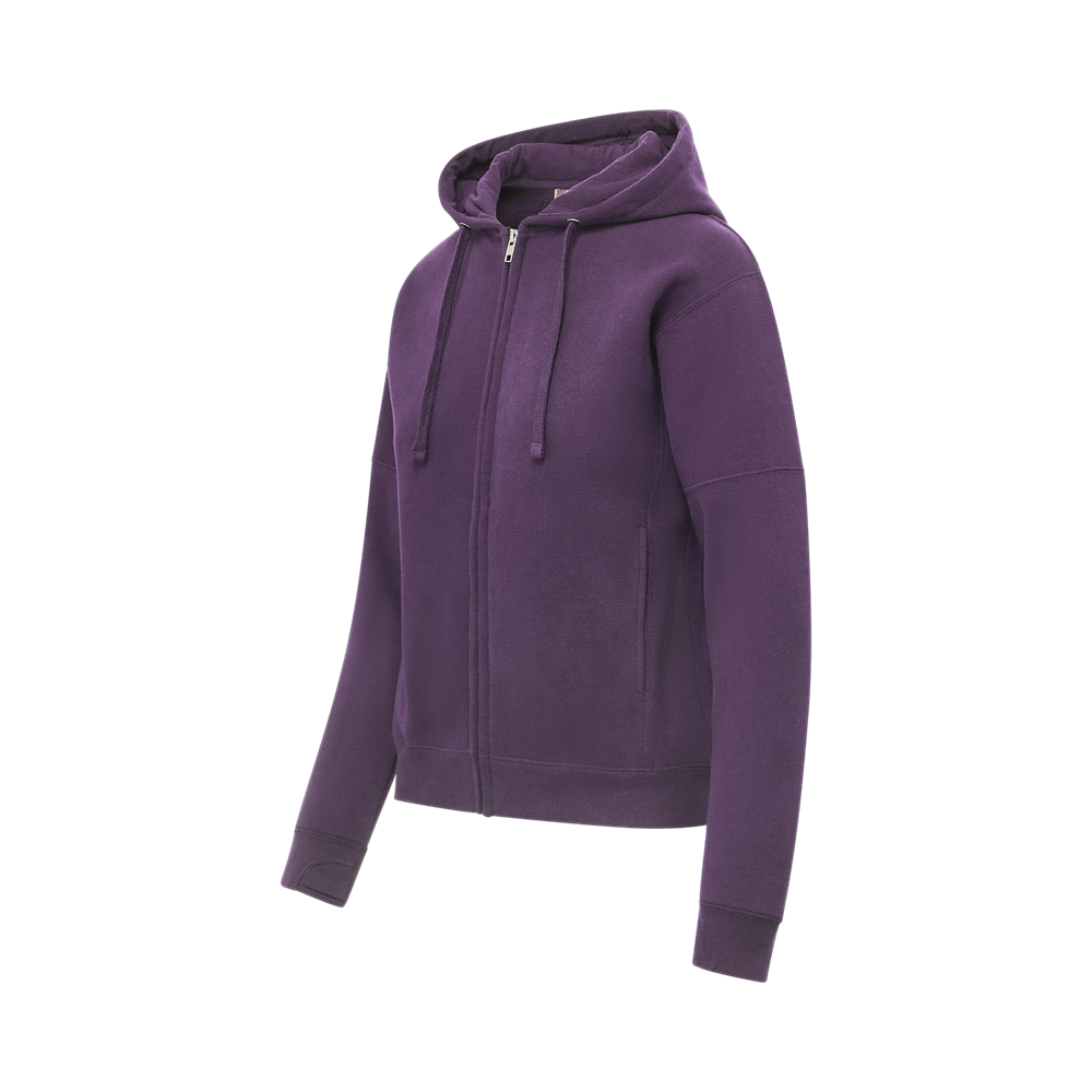 Mv Sport W25165 Women’s Vintage Fleece Hooded Full-zip Sweatshirt - Eggplant