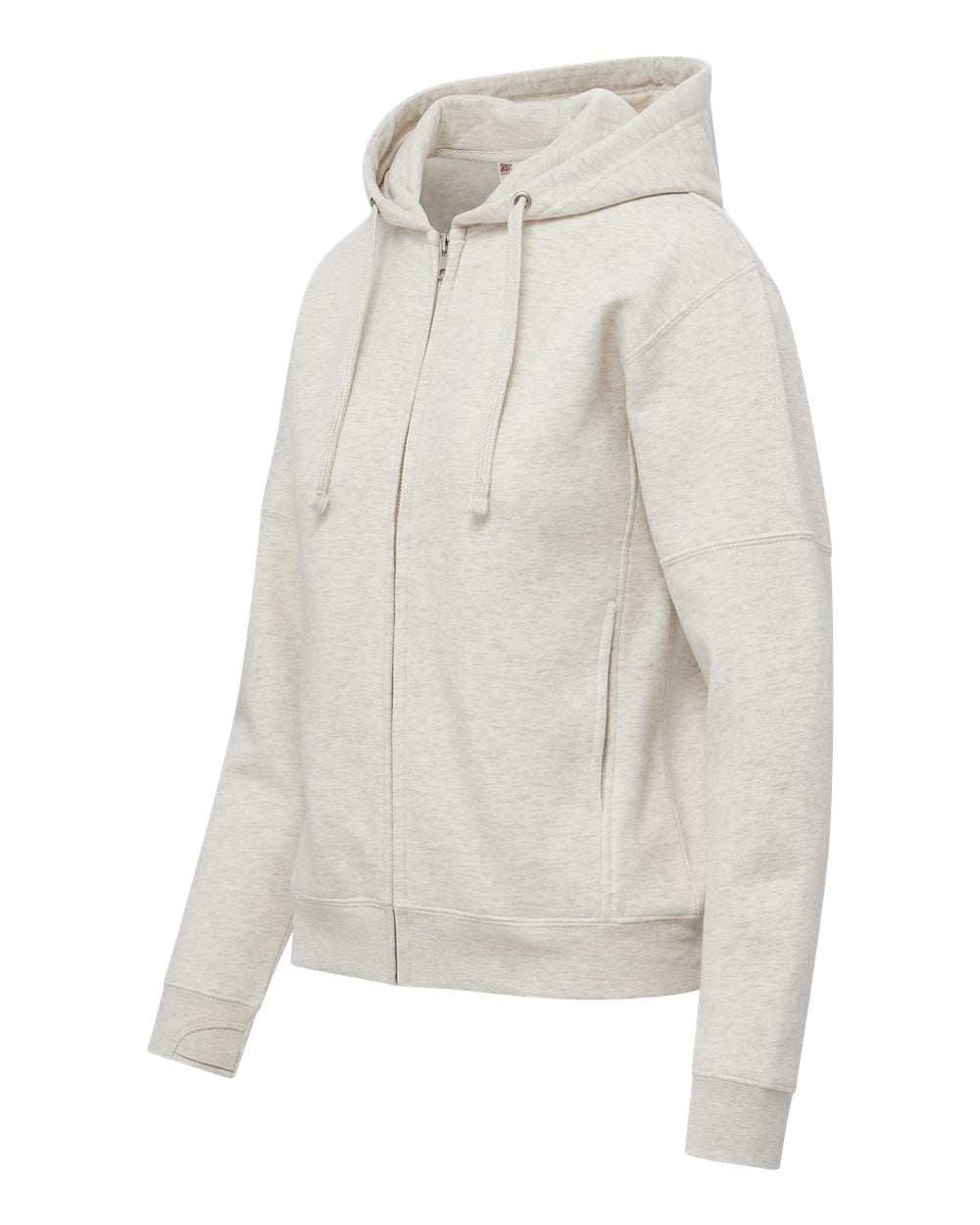 Mv Sport W25165 Women’s Vintage Fleece Hooded Full-zip Sweatshirt - Oatmeal