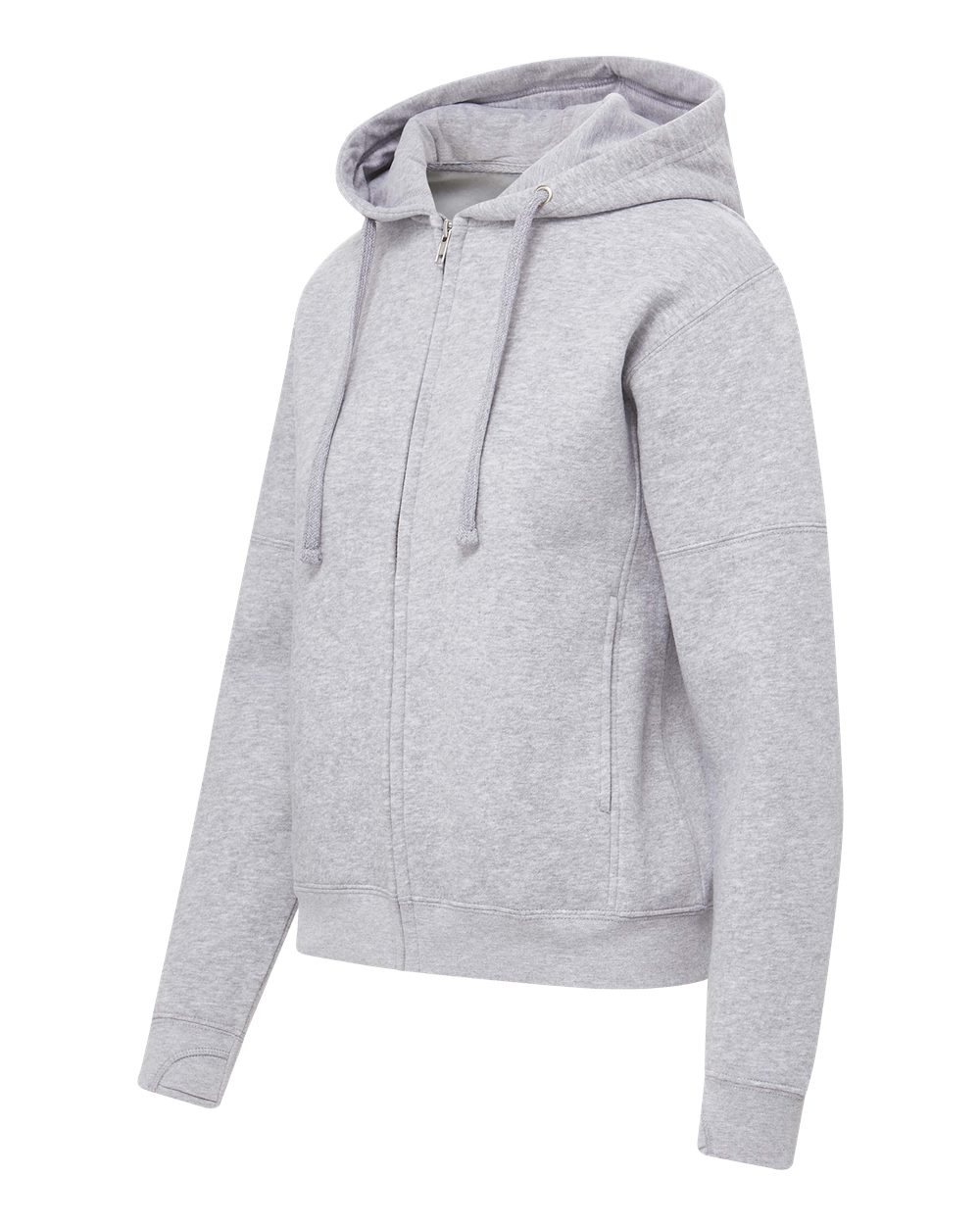 Mv Sport W25165 Women’s Vintage Fleece Hooded Full-zip Sweatshirt - Gray