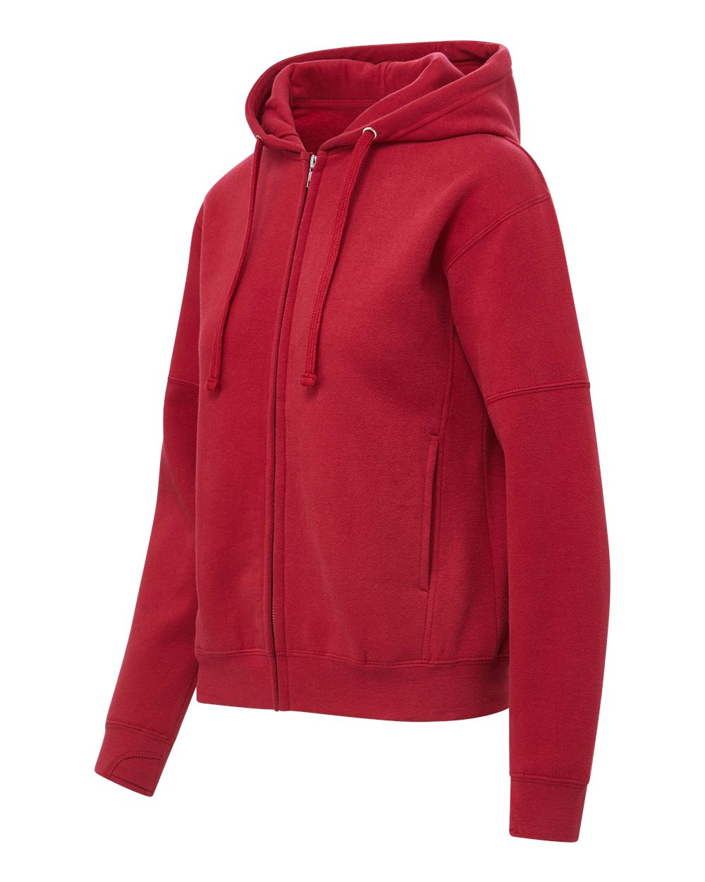 Mv Sport W25165 Women’s Vintage Fleece Hooded Full-zip Sweatshirt - Crimson