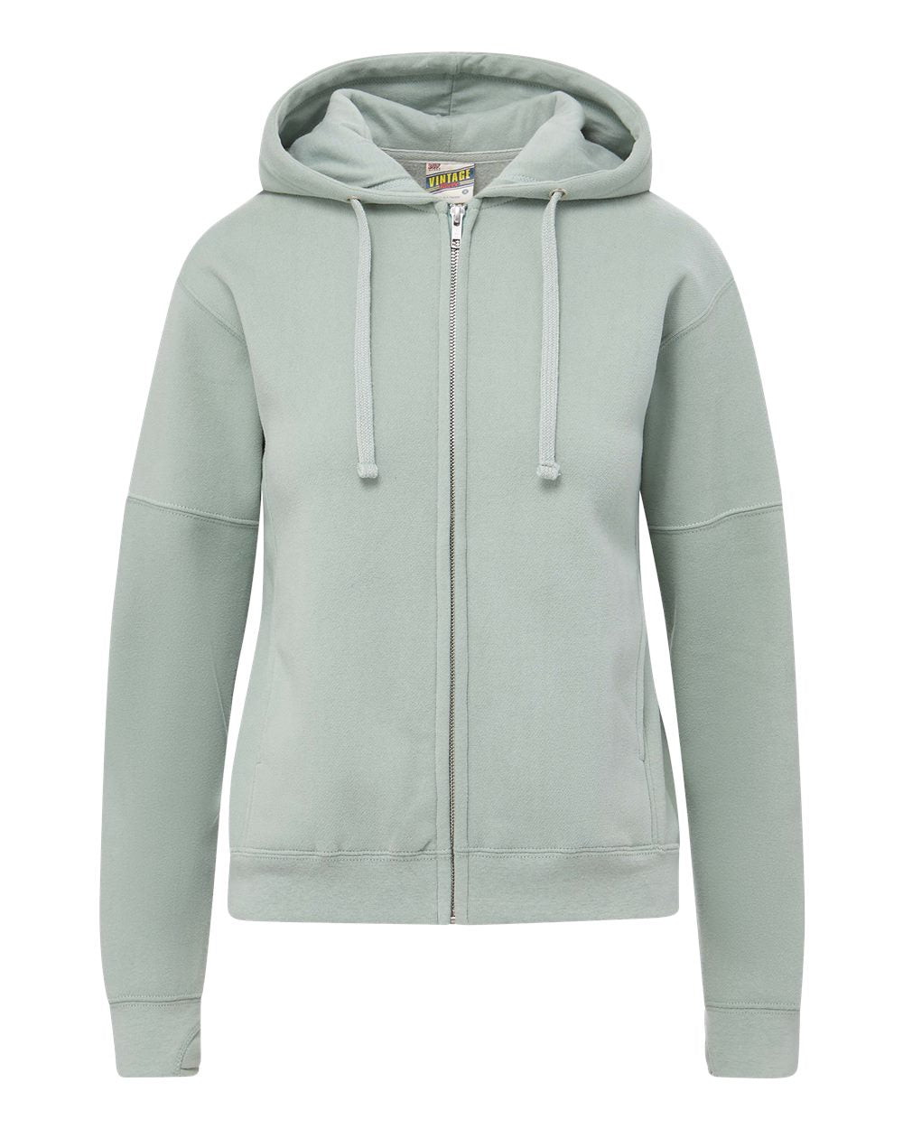 Mv Sport W25165 Women’s Vintage Fleece Hooded Full-zip Sweatshirt - Greenstone