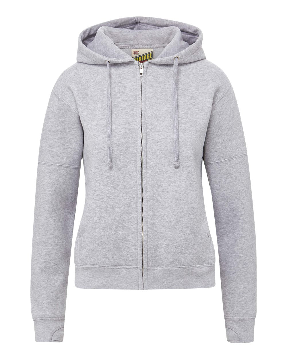 Mv Sport W25165 Women’s Vintage Fleece Hooded Full-zip Sweatshirt - Gray