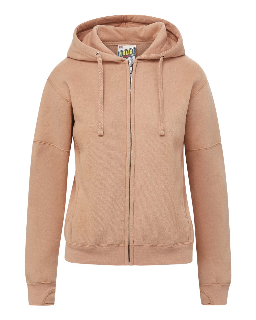 Mv Sport W25165 Women’s Vintage Fleece Hooded Full-zip Sweatshirt - Praline