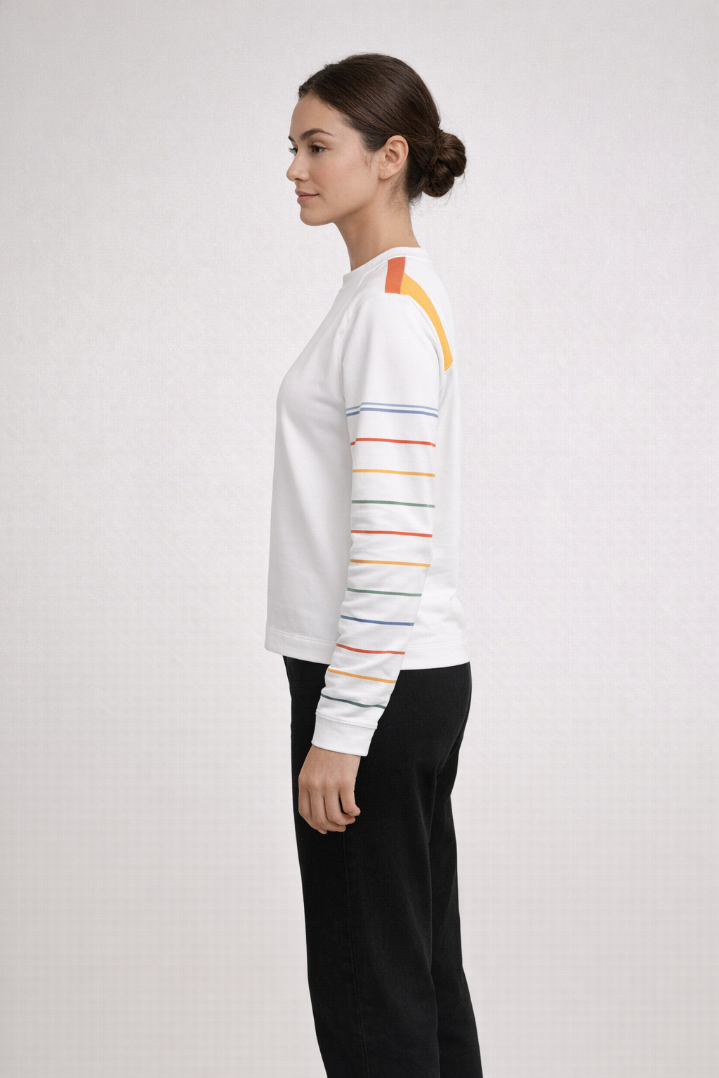 Mv Sport W26128 Mood & Vibe Ladies Stripe Crew - Rainbow
