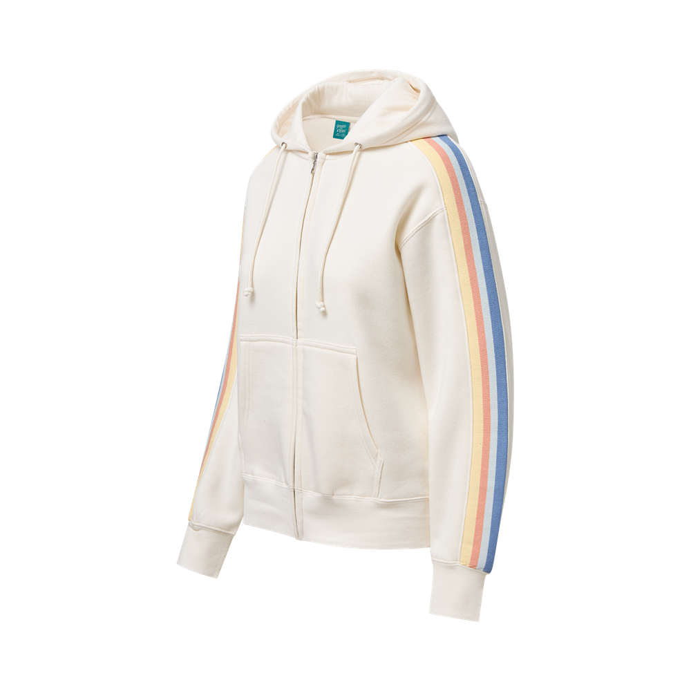 Mv Sport W27110 Mood & Vibe Breezy Stripe Zip Hood - Vintage White