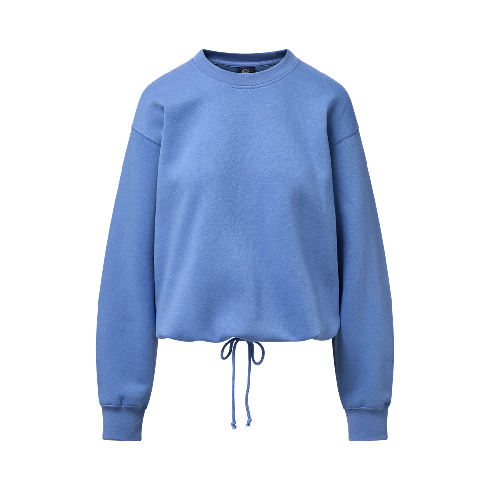 Mv Sport W27152 Fundamental Fleece Ladies Bottom Tie Crew - Blue Iris
