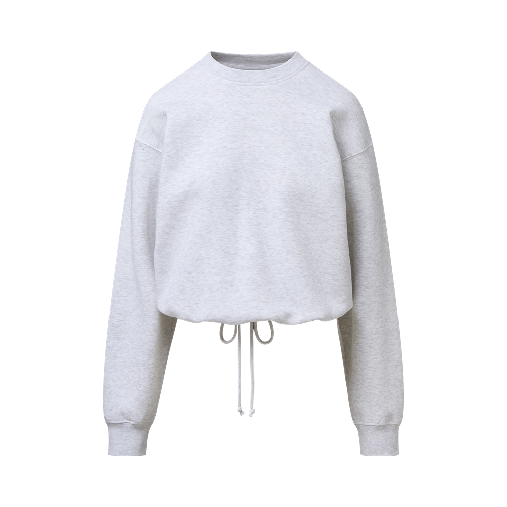 Mv Sport W27152 Fundamental Fleece Ladies Bottom Tie Crew - Marble Heather