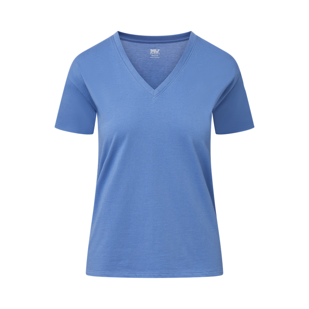 Mv Sport W27418 Ladies Core V-neck Tee - Blue Iris