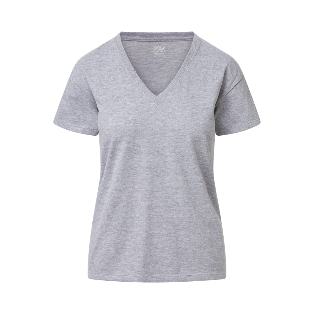 Mv Sport W27418 Ladies Core V-neck Tee - Heather Gray