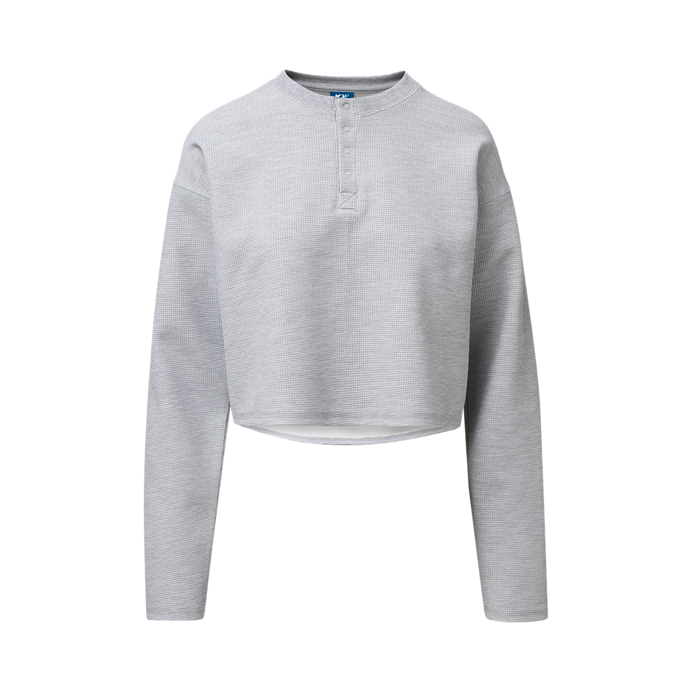 Mv Sport W27723 Move by Ladies Waffle Henley - Heather Gray