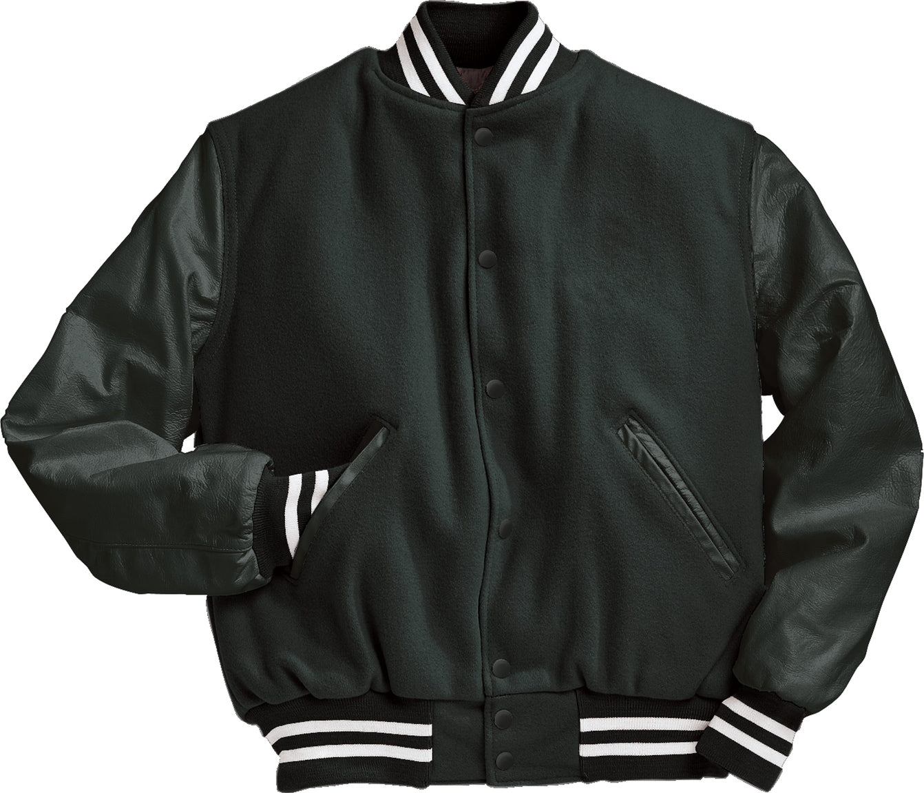 MYRTLE/DARK GREEN/WHITE VARSITY WOOL JACKET
