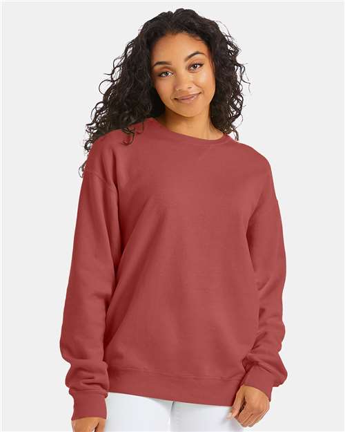 Front View of Nantucket Red Garment-Dyed Crewneck Sweatshirt - GDH400