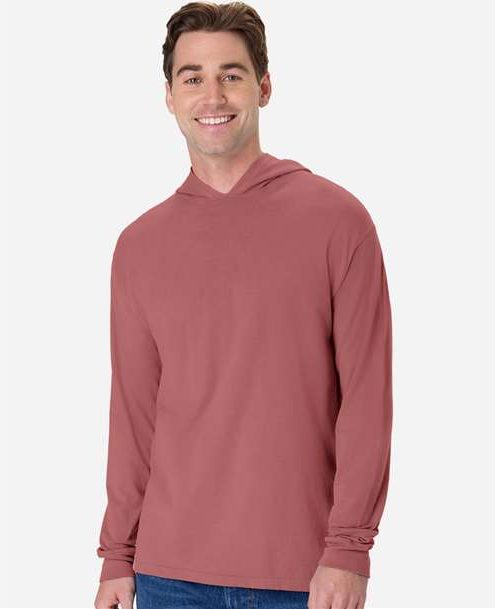 Nantucket Red Garment-Dyed Jersey Hooded Long Sleeve T-Shirt - GDH280
