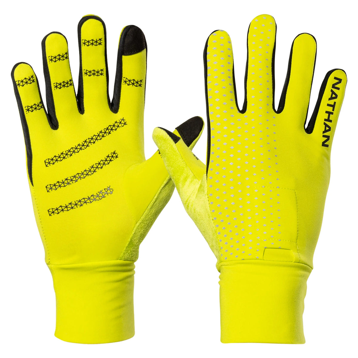 Nathan Sports Ns10460 Hypernight Reflective Glove - Hi Vis Yellow Geo Print - Vis Yellow Geo Print / Xs