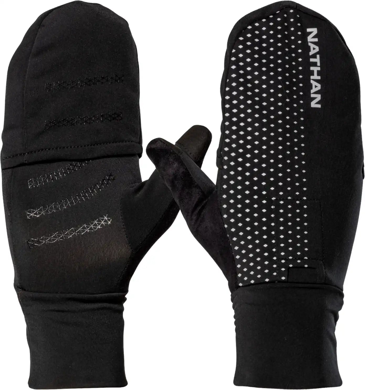 Nathan Sports Ns10780 Hypernight Reflective Convertible Mitt - Black Geo Print - Geo Print / Xs