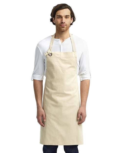 Front View of Natural Calibre Heavy Canvas Bib Apron - RP130