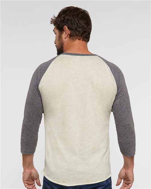 Natural Heather/ Granite Heather Baseball Fine Jersey Three-Quarter Sleeve Tee - 6930