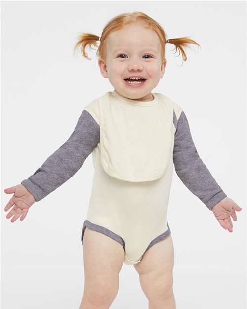 Natural/ Heather Infant Long Sleeve Baby Rib Bodysuit - 4411