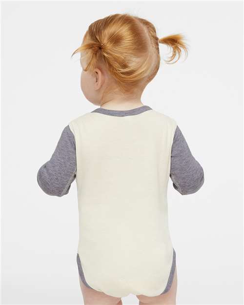 Natural/ Heather Infant Long Sleeve Baby Rib Bodysuit - 4411