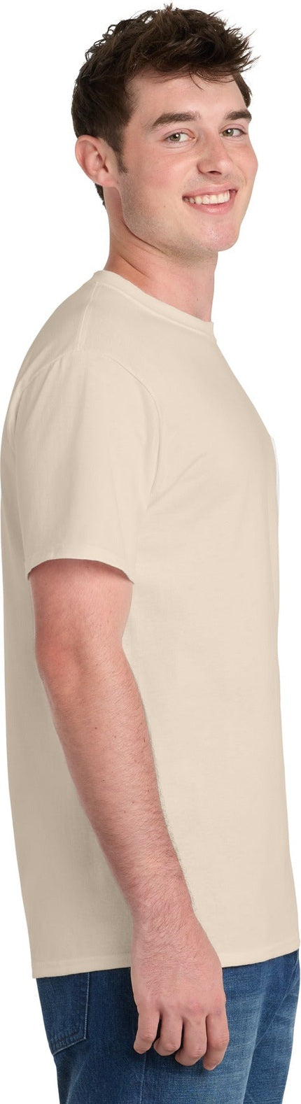 Natural Port & Co Essential Pocket Tee. PC61P