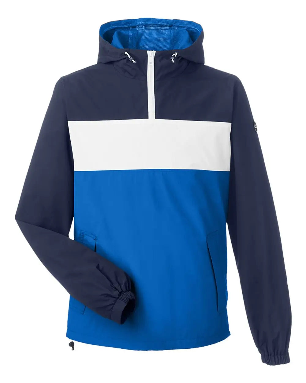 Nautica N17174 Windward Anorak Hooded Quarter-zip Jacket - Navy White Royal - Xs
