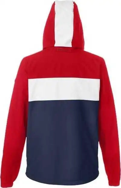 Nautica N17174 Windward Anorak Hooded Quarter-zip Jacket - Red White Navy