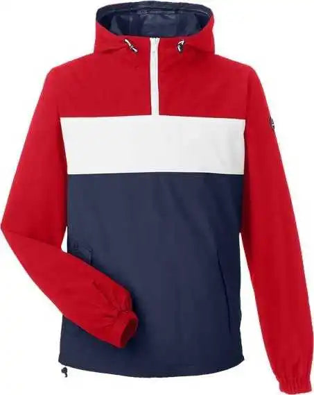 Nautica N17174 Windward Anorak Hooded Quarter-zip Jacket - Red White Navy