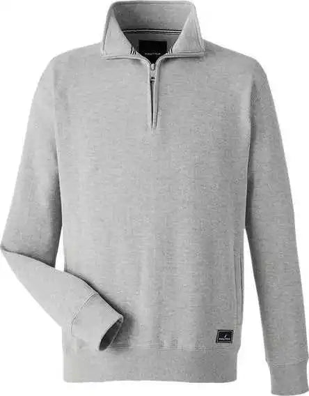 Nautica N17176 Anchor Fleece Quarter-zip Sweatshirt - Oxford Heather