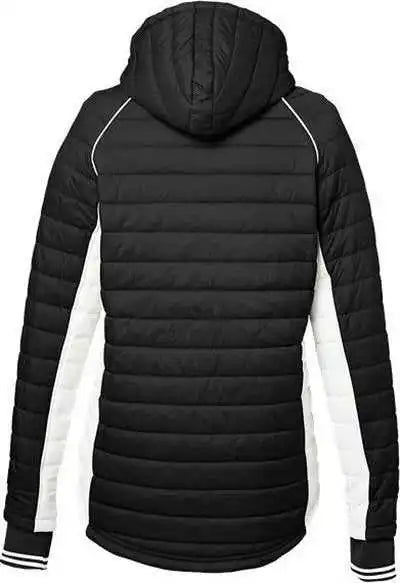 Nautica N17187 Women’s Nautical Mile Hooded Puffer Jacket - Black Antique White