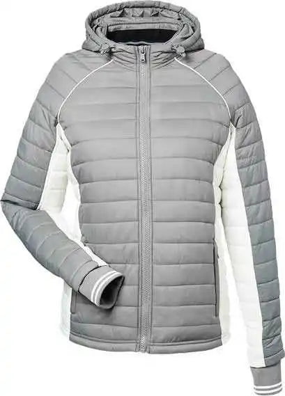 Nautica N17187 Women’s Nautical Mile Hooded Puffer Jacket - Graphite Antique White