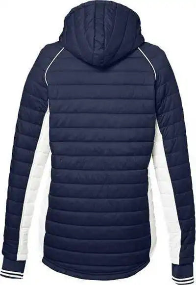 Nautica N17187 Women’s Nautical Mile Hooded Puffer Jacket - Navy Antique White