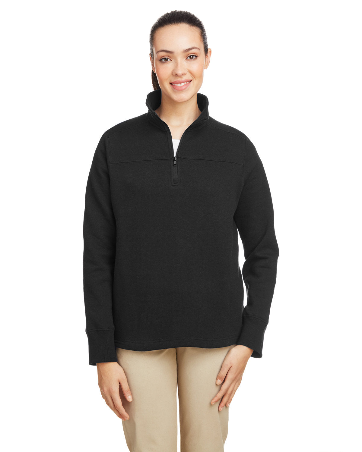 Nautica N17397 Women’s Anchor Fleece Quarter-zip Sweatshirt - Black