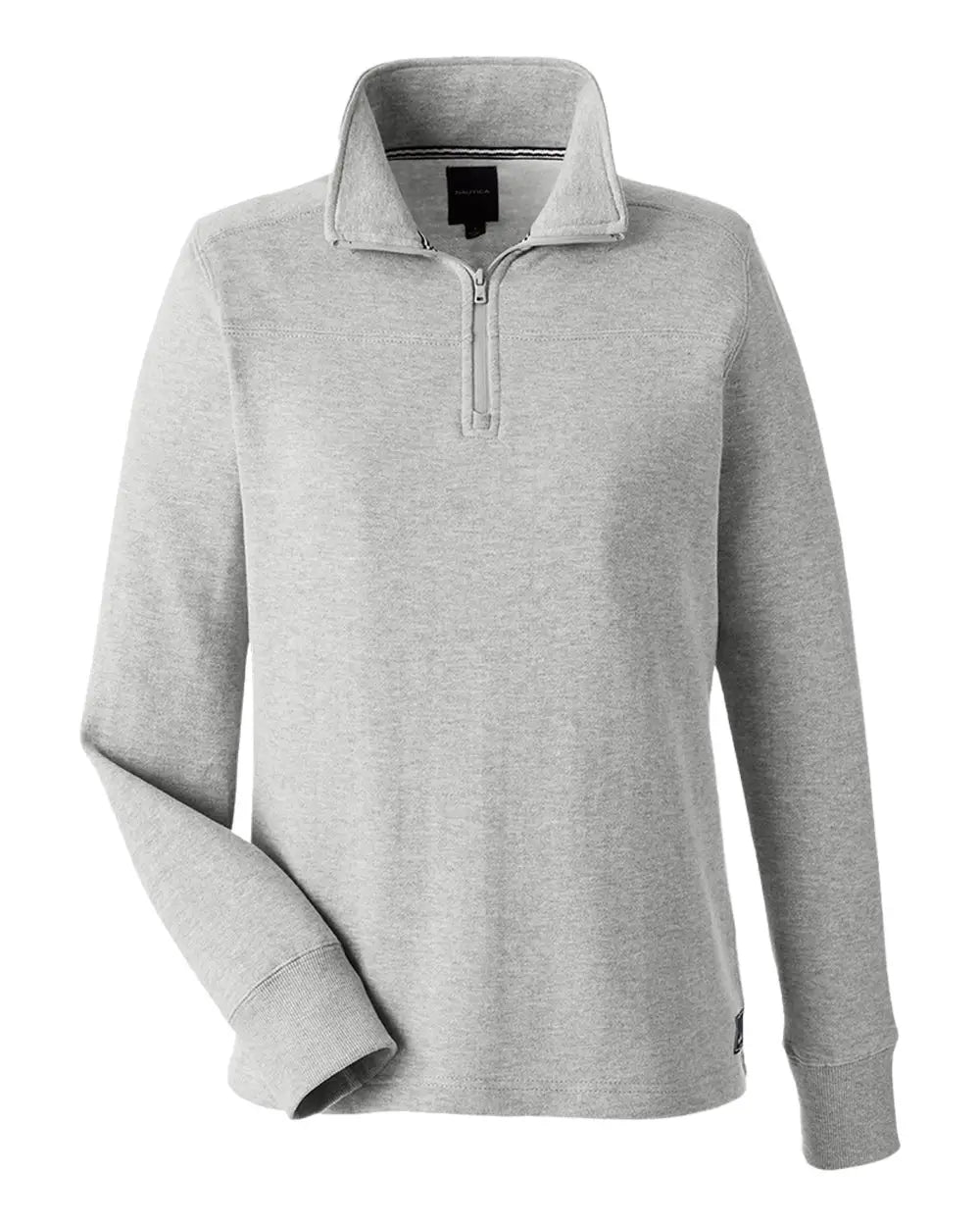 Nautica N17397 Women’s Anchor Fleece Quarter-zip Sweatshirt - Oxford Heather - Gray / Xs