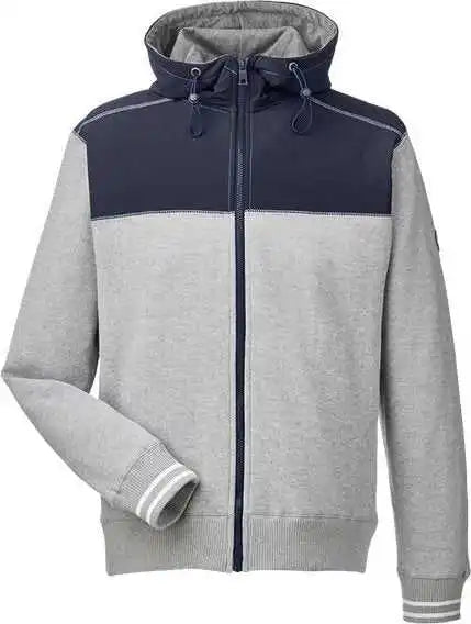 Nautica N17582 Navigator Fleece Hooded Full Zip Jacket Oxford Heather Navy