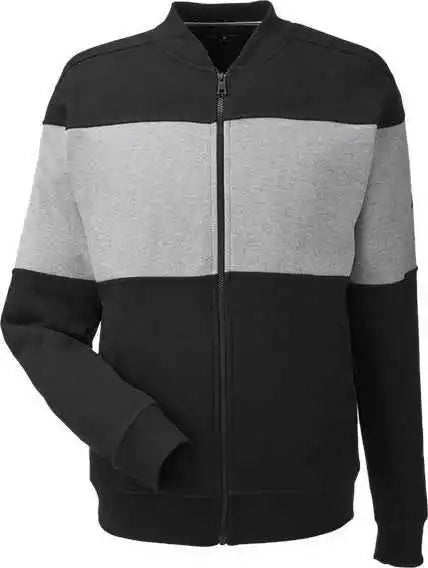 Nautica N17928 Anchor Fleece Colorblocked Bomber Jacket - Black Oxford Heather
