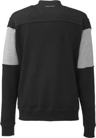 Nautica N17928 Anchor Fleece Colorblocked Bomber Jacket - Black Oxford Heather