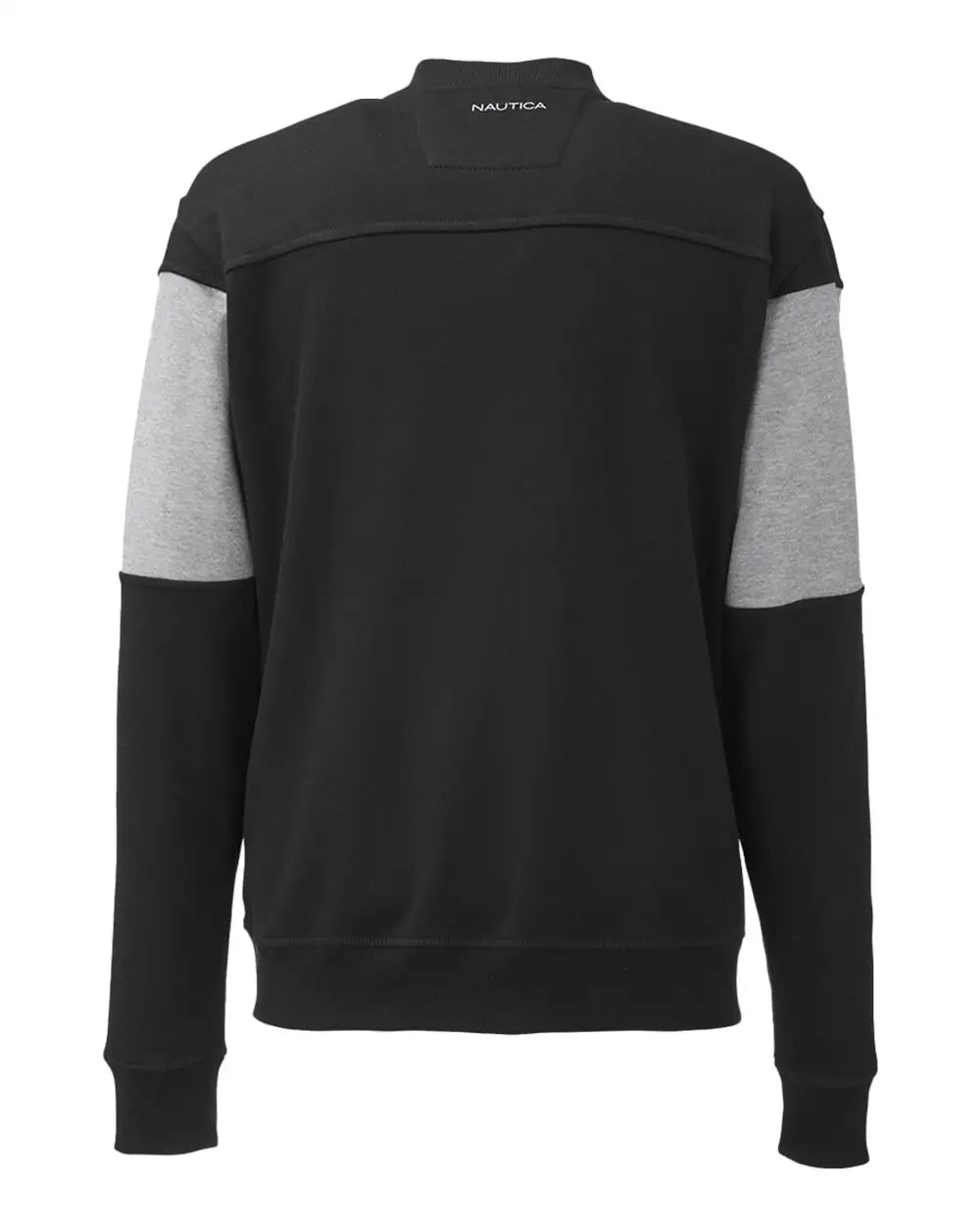 Nautica N17928 Anchor Fleece Colorblocked Bomber Jacket - Black Oxford Heather - Gray / Xs