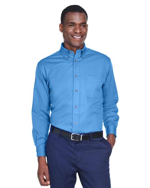 Nautical Blue Men&#39;s Easy Blend™ Long Sleeve Twill Shirt - M500