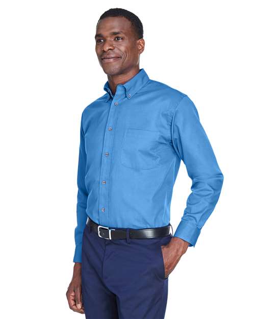 Nautical Blue Men&#39;s Easy Blend™ Long Sleeve Twill Shirt - M500