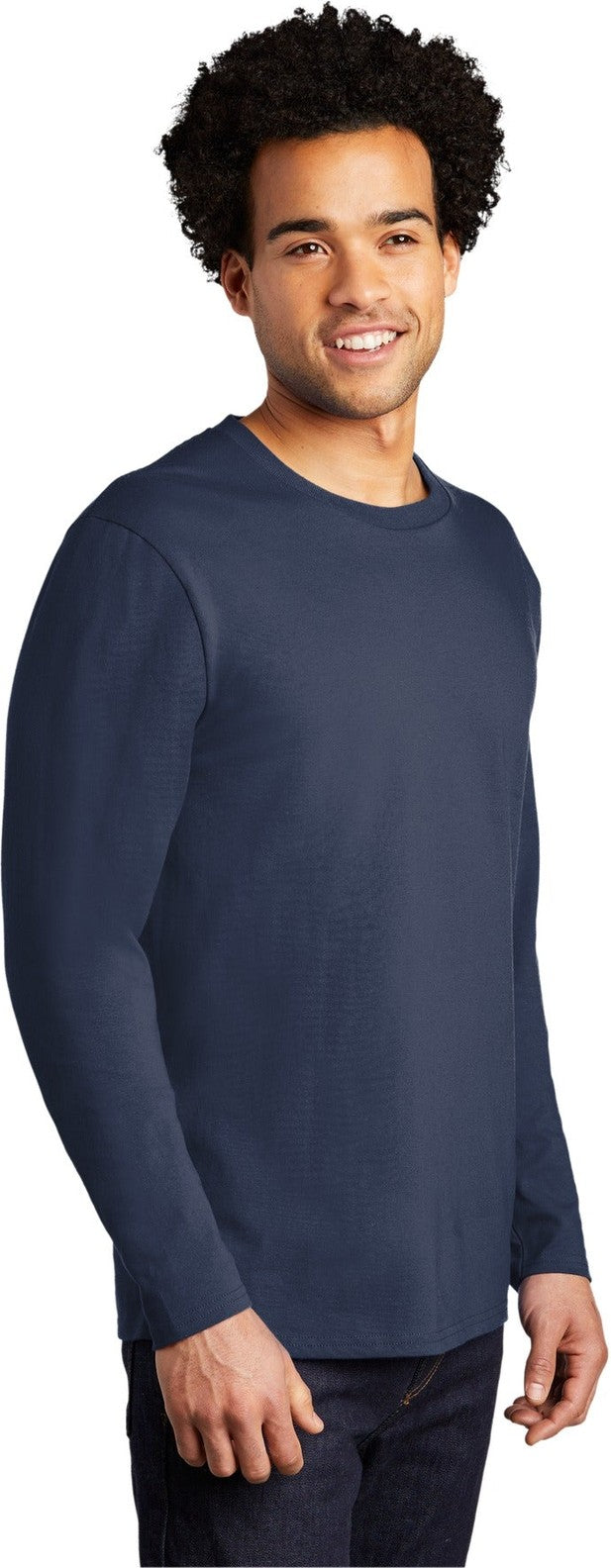 Navy Blue Port & Co Long Sleeve Bouncer Tee PC600LS