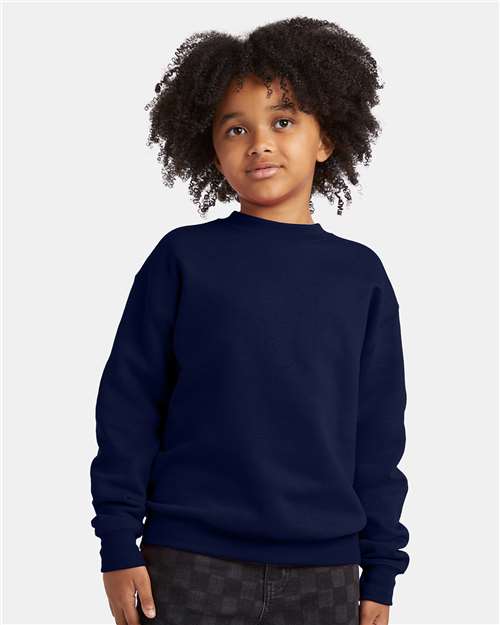 Navy Ecosmart® Youth Crewneck Sweatshirt - P360