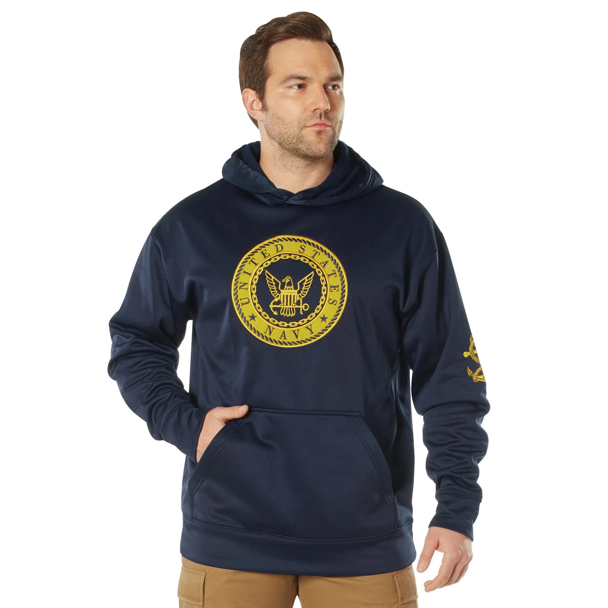 Navy Emblem Pullover Hooded Sweatshirt - s