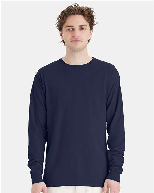 Navy Garment-Dyed Long Sleeve T-Shirt - GDH200