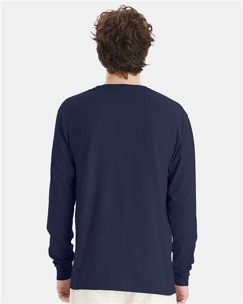 Navy Garment-Dyed Long Sleeve T-Shirt - GDH200