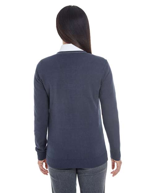 Navy/ Graphite Women&#39;s Manchester Fully-Fashioned Full-Zip Cardigan Sweater - DG478W